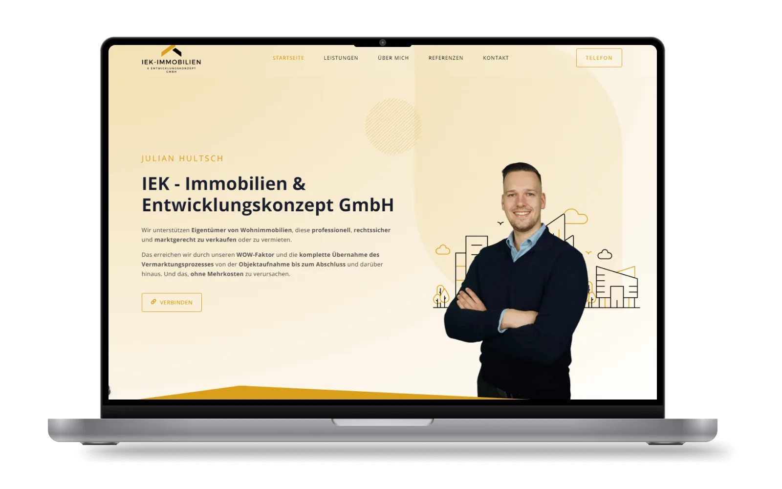Website von IEK Immobilien & Entwicklungskonzept GmbH auf einem Laptop