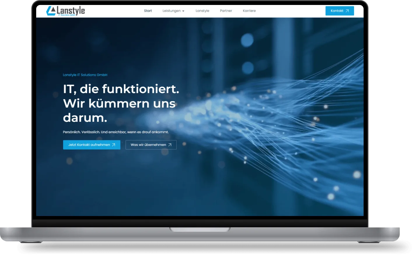 Lanstyle IT Solutions — die neue Website auf einem Laptop