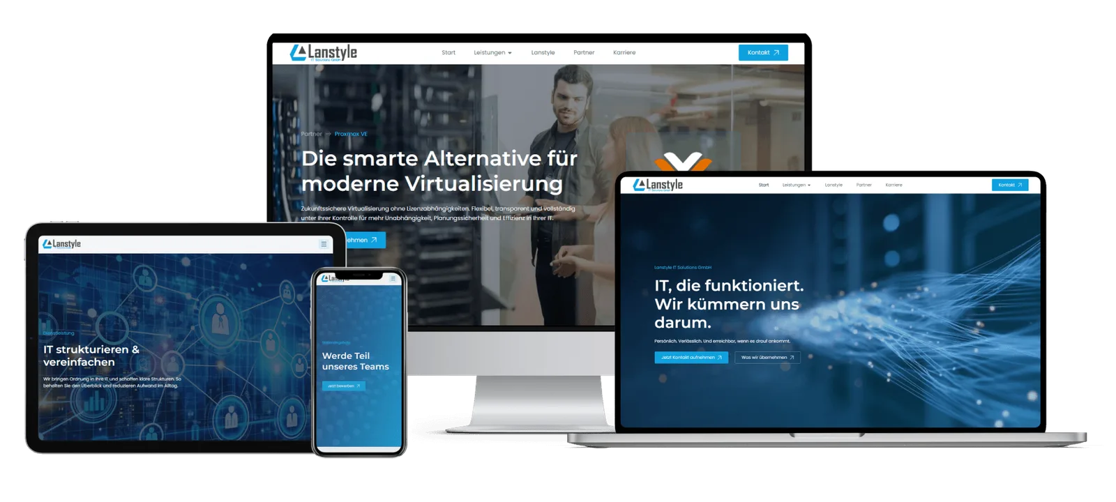 Lanstyle IT Solutions — Seiten der neuen Website nebeneinander