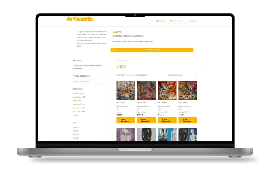 Artvanhe — Web Entwicklung